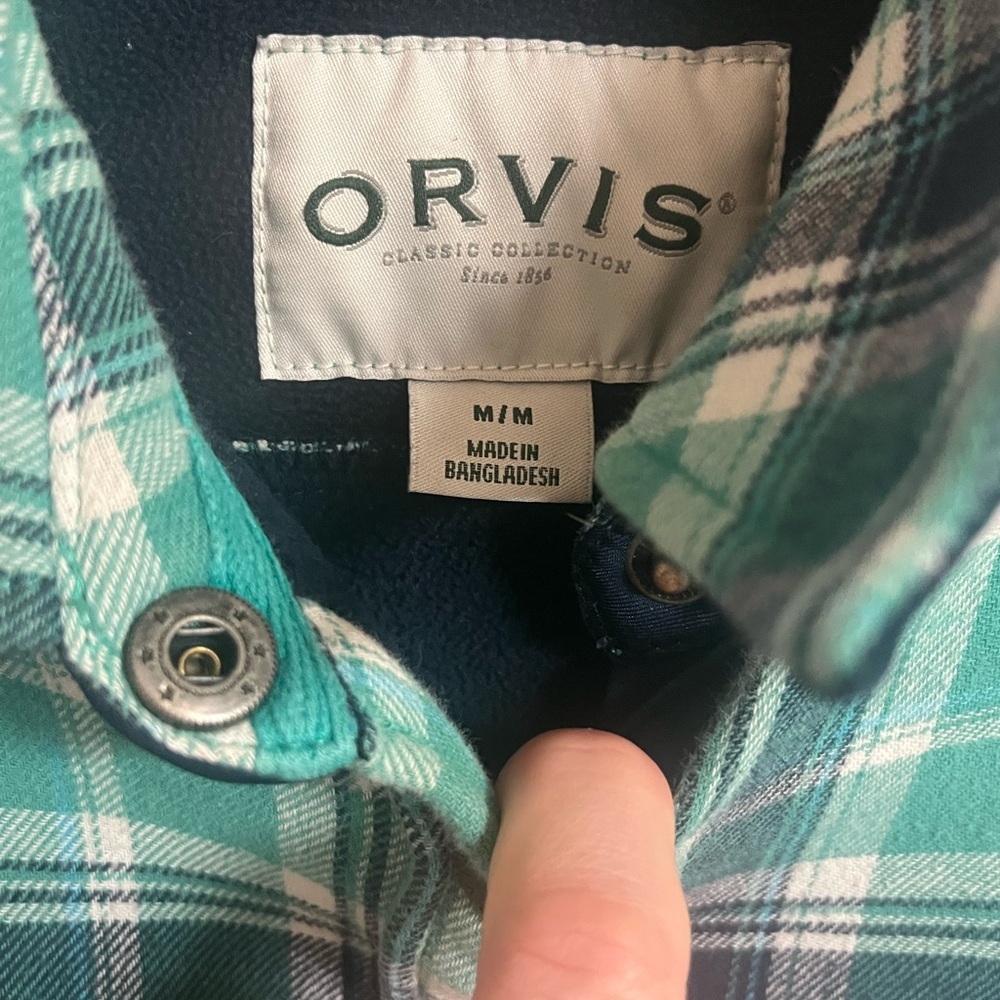 Orvis Women’s Teal and White Plaid Shirt